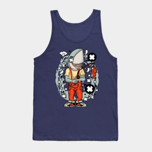 Shark Fisherman Illustration Tank Top